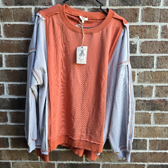 Orange and Gray Long Sleeve Shirt - Picture 4 of 10